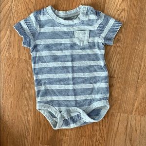 Jumping Beans blue and grey striped onesie